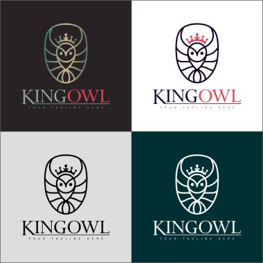 Kral Baykuş Crown serisi sanat eseri lüks siluet logosu dizayn şablonu