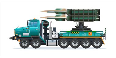 Füze aracı askeri silah roket atar kamyon vektör çizimi