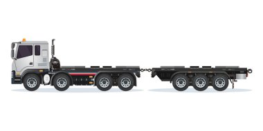 Ağır Kamyon Çifte Kargo Kutusuz 3D vektör illüstrasyonu