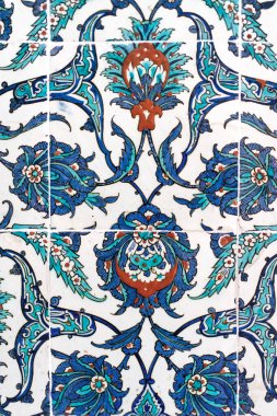 Türkiye 'nin İstanbul kentindeki Topkapı Sarayı' nın Eşsiz El yapımı Iznik fayansları.