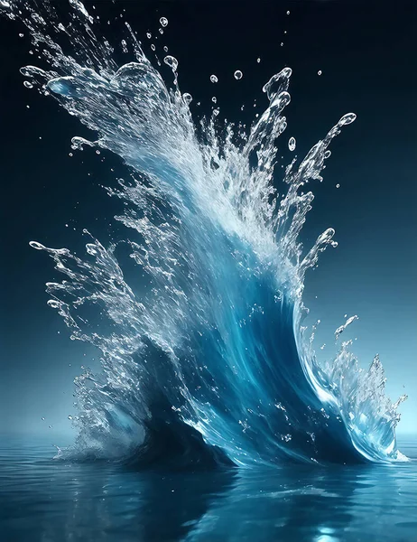 Grande Espirro Água Superfície Mar — Fotografia de Stock