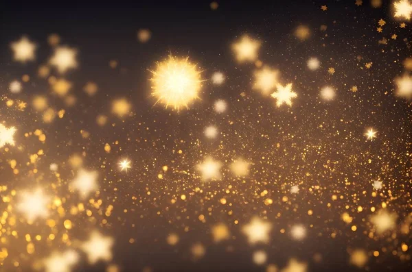 Schneeflockenförmiges Gold Bokeh Verschwommenes Licht Mit Abstraktem Hintergrund — Stockfoto