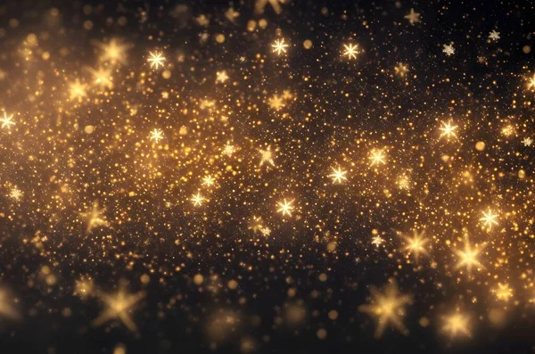 Schneeflockenförmiges Gold Bokeh Verschwommenes Licht Mit Abstraktem Hintergrund — Stockfoto