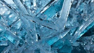 Çatlaklar ve kırık buz kristalleriyle donmuş su yüzeyi.