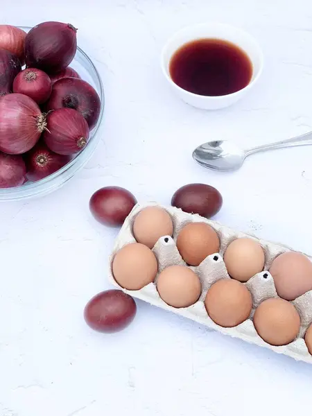 Easter eggs. Eggs are dyed with natural onion dye.