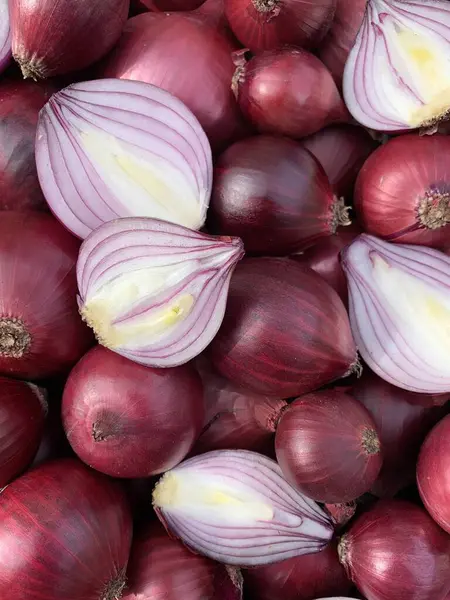  Fresh red onion close up. Harvest concepts. Organic vegetables.