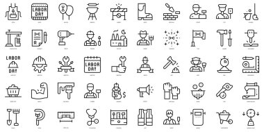 Set of thin line labor day Icons. Vector illustration clipart