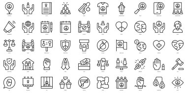 İnce çizgili insan hakları simgeleri. Vektör illüstrasyonu