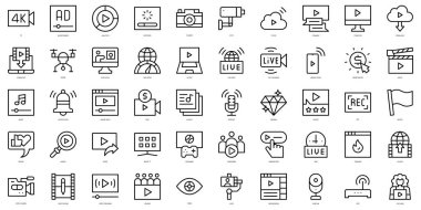 Çevrimiçi yayın simgeleri dizisi. Vektör illüstrasyonu