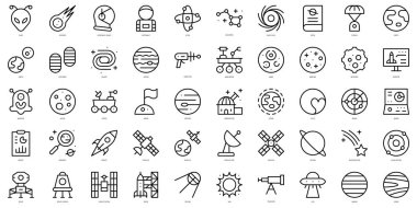 Set of thin line space Icons. Vector illustration