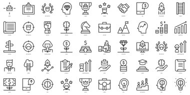 Bir dizi ince çizgi kariyerinde ilerleyen Icons. Vektör illüstrasyonu