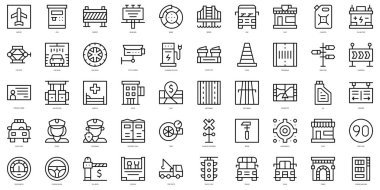 Set of thin line motorway Icons. Vector illustration