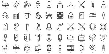 Set of thin line knitting Icons. Vector illustration clipart