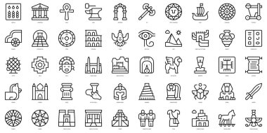 Set of thin line ancient civilization Icons. Vector illustration clipart