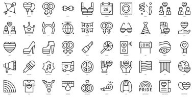 Set of thin line world pride day Icons. Vector illustration