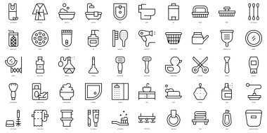Set of thin line bathroom Icons. Vector illustration