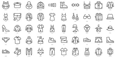 Set of thin line fashion Icons. Vector illustration