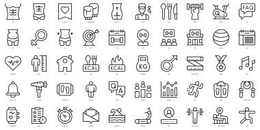 İnce çizgi uygulama simgeleri seti. Vektör illüstrasyonu