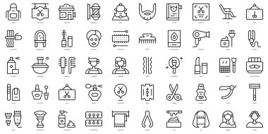 Set of thin line hairdressing and barber shop Icons. Vector illustration