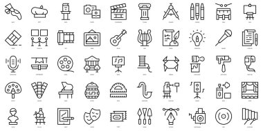 İnce çizgili Güzel Sanatlar Simgeleri. Vektör illüstrasyonu