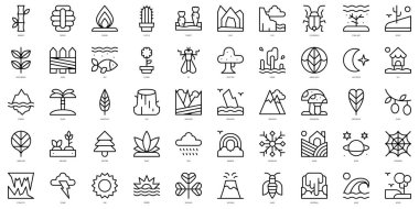 Set of thin line nature Icons. Vector illustration