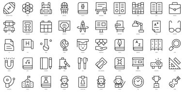 Set of thin line high school Icons. Vector illustration