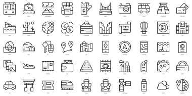 Set of thin line travel Icons. Vector illustration