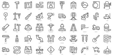 Set of thin line construction Icons. Vector illustration