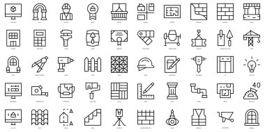 Set of thin line architecture Icons. Vector illustration