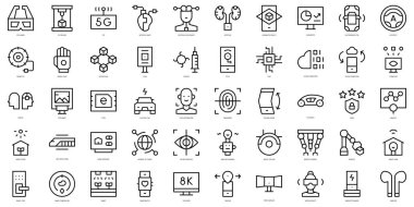 Set of thin line technology Icons. Vector illustration