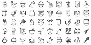 Set of thin line kitchen Icons. Vector illustration