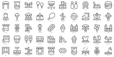 Set of thin line amusement park Icons. Vector illustration