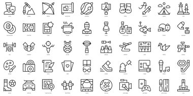 Set of thin line hobbies and freetime Icons. Vector illustration