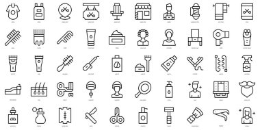 Set of thin line hairdressing and barber shop Icons. Vector illustration