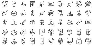 Set of thin line peace Icons. Vector illustration