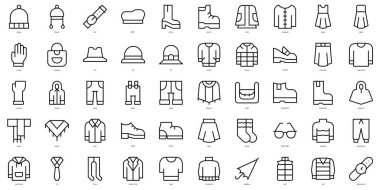 Set of thin line autumn clothes and accesories Icons. Vector illustration