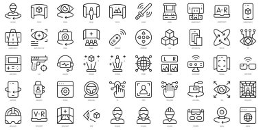 Set of thin line virtual reality Icons. Vector illustration