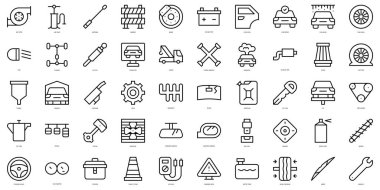 Set of thin line car repair Icons. Vector illustration