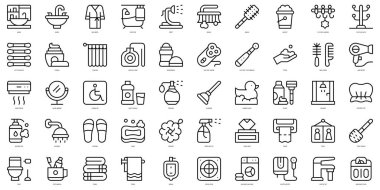 Set of thin line bathroom Icons. Vector illustration