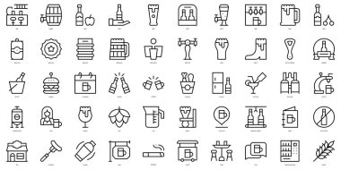 Set of thin line beer Icons. Vector illustration