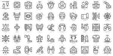 Set of thin line futuristic technology Icons. Vector illustration