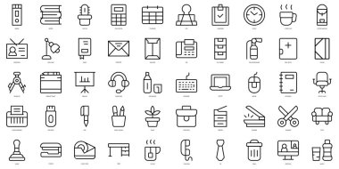 Set of thin line workplace Icons. Vector illustration