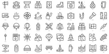 Set of thin line adventure Icons. Vector illustration