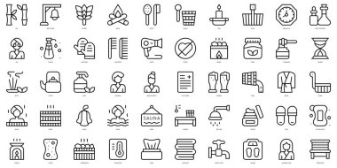 Set of thin line sauna Icons. Vector illustration