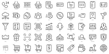 Set of thin line ecommerce Icons. Vector illustration