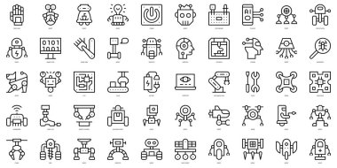 Set of thin line robotics Icons. Vector illustration