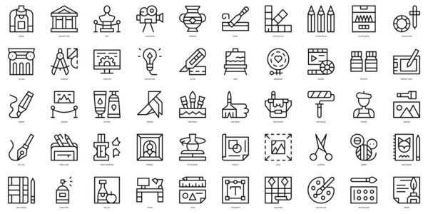 Set of thin line art and design Icons. Vector illustration