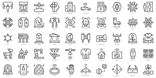 Set of thin line futuristic technology Icons. Vector illustration