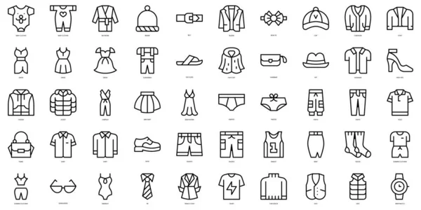 İnce çizgili kıyafet ikonları. Vektör illüstrasyonu