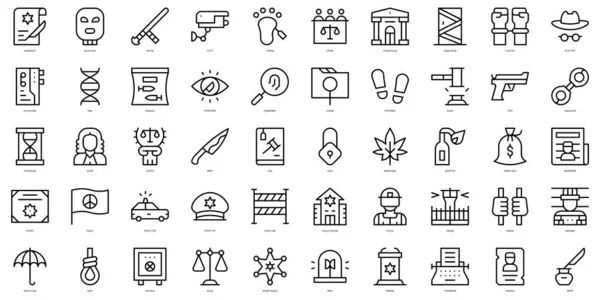 Set Thin Line Law Justice Icons Vector Illustration — 스톡 벡터